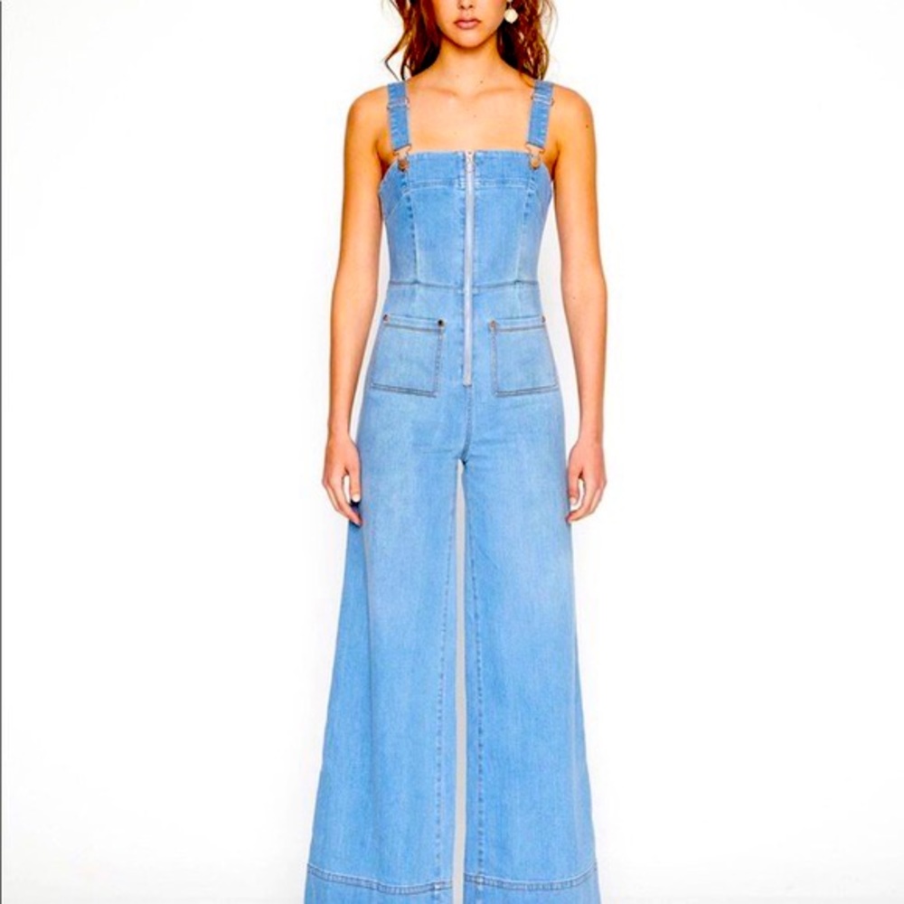 Alice Mc Call Quincy Overalls size US8 EU40 AU12 blue stretch denim wide…